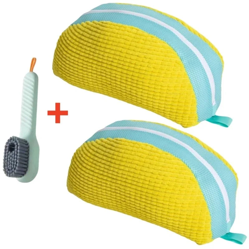 Reusable shoe washing bag with cleaning brush. Prime Pick